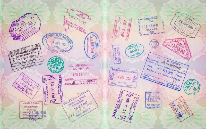 retro passport stamps