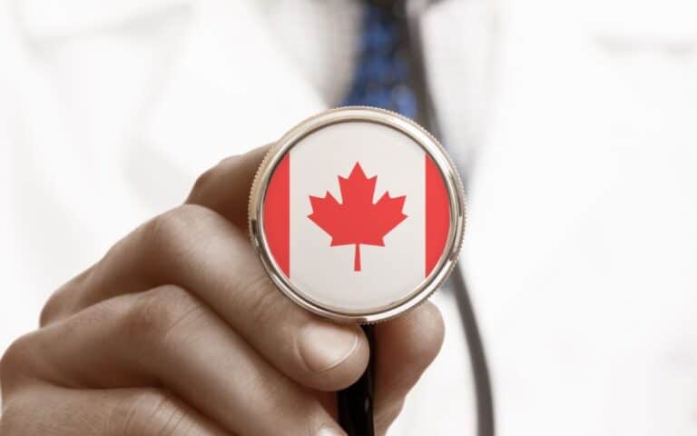 Stethoscope with Canadian Flag Concept - Medical Immigration