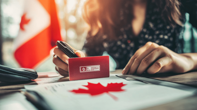 Woman Stamping Visa Document